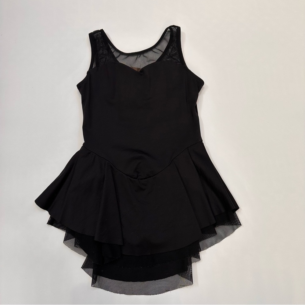 Motionwear Black Layered Kids Figure Skating Dance Dress Size Large (12-14)